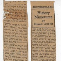 "History Miniatures" about early businesses in Washington (ca. 1955-1960)