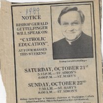 1989 announcement about Bishop Gettelfinger speaking
