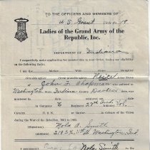 Nola Smith's 1939 application to join Ladies of the G.A.R.