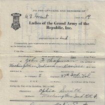 Ophia Smith's 1939 application to join Ladies of the G.A.R.