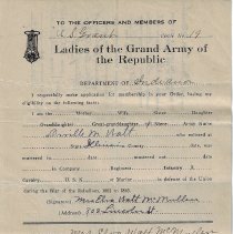 Elva McMullen's 1934 application to join Ladies of the G.A.R.