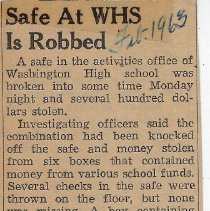 1963 safe burglary at Washington High School