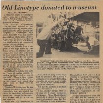 Article about history of Megenthaler Linotype machine (ca. 1980-1990)