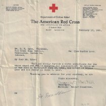 1921 letters to the Red Cross asking for Clem Gordon Lear's birth certifica