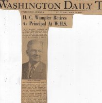 Harry C. Wampler's 1959 retirement as WHS princip