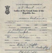 Ethel Wright's 1939 application to join Ladies of the G.A.R.