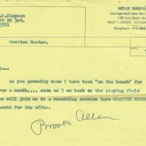 1972 letter from Orel Chapman to W. Brooks Allen