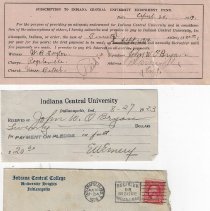 1919 pledge made by John O'Bryan to Indiana Central College