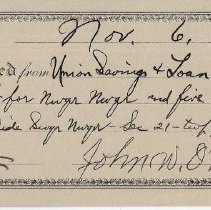 1933 receipt signed by John W. O'Bryan