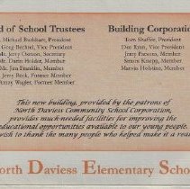 2002 dedication of North Daviess Elementary School