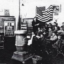 Students & their teacher at No. 3 Bennington School in Steele Township