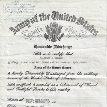 Clarence Mangin's U.S. Army honorable discharge & service record