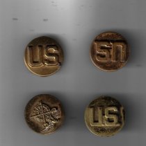 Clarence Mangin's U.S. Army brass uniform collar buttons