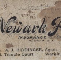 1930 fire insurance policy sold by Andrew Biddinger of Washington