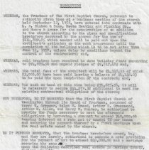 1956 resolution by Trustees of the First Baptist Church in Washington