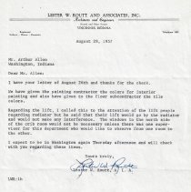 1957 letters to Arthur Allen about First Baptist Church building project