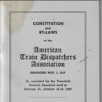 Otto Gharst, Jr.'s copy of the American Train Dispatchers by-laws