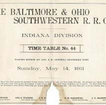 1911 time table for B & O trains leaving Washington