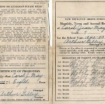 Carol Jean May's 7th grade report card (1942-1943)