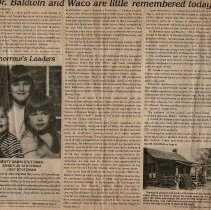 1988 article about Waco, Indiana & Dr. Perry Baldwin's log cabin office