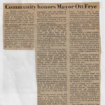 1975 article about banquet honoring Ott Frye