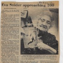 1982 article about Eva Snider celebrating her 100th birthday
