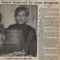 Newspaper clippings about renovation of the Washington railroad depot