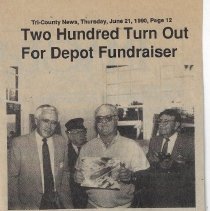 Newspaper clippings about renovation of the Washington railroad depot