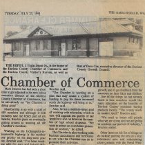 Newspaper clippings about renovation of the Washington railroad depot