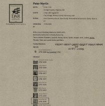 Report about Peter Martin (1740-1807) & Sarah Martin (1743-1830)