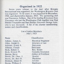 "History of Kiwanis Club of Washington, Indiana/1922 1980."