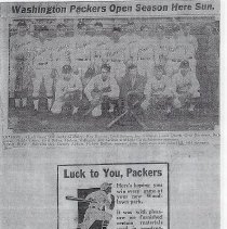 Washington Packers semi-pro baseball team clippings (ca. 1934-1939)