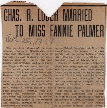 1909 wedding of Charles Luder & Fannie Palmer