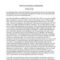 Don Cosby's "Meredith Hotel/Billy Meredith Estate" file