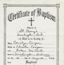 Carolyn Cooper's 1943 certificate of baptism