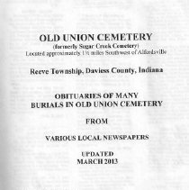 "Old Union Cemetery-Reeve Township, Daviess County, Indiana" (2013)