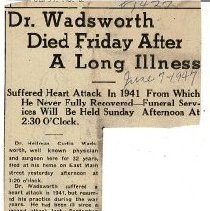 Obituary of Dr. Heilman Curtis Wadsworth (1878-1947)