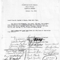1951 letter from Plainville High School to the Elnora High School basketbal