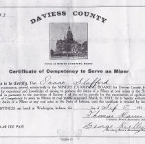 Isaac Stafford's 1911 coal miner certificate