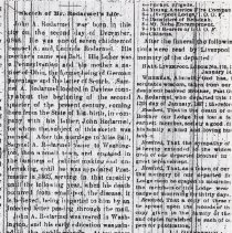 1885 article about the death of John A. Rodarmel (1848-1885)