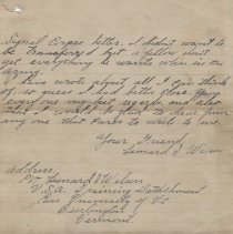 1918 letter from Leonard Wilson stationed in Vermont during WW I