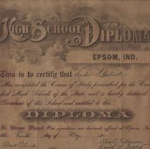 Lula Chestnuts's 1911 Epsom High School diploma
