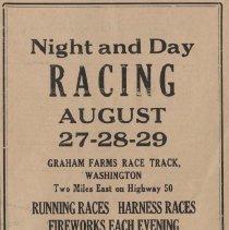 1935 ad for Graham Farms Race Track in Washington