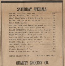 1935 ad for Quality Grocery Store in Odon