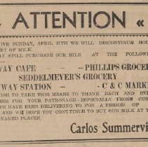 1941 announcement by Carlos Summerville of Elnora