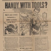 August 15,1941 ad in the Elnora Tribune to join the U.S. Navy