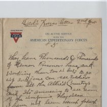 1918 letter from Pvt. Charles Hindman shortly after end of  WW I