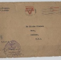 1918 letter from Pvt. Charles Hindman shortly after end of  WW I