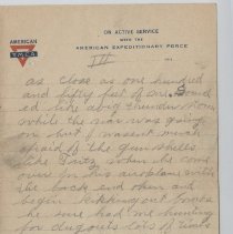 1918 letter from Austin Zigler to his parents shortly after end of  WW I