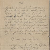 1918 letter from Austin Zigler to his parents shortly after end of  WW I